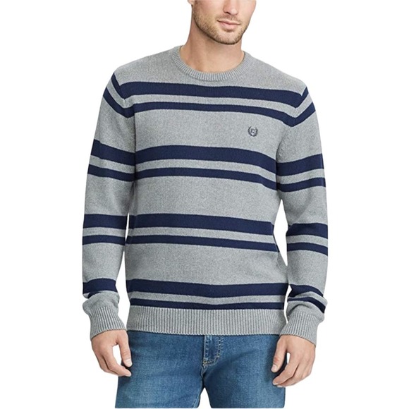 Chaps Men’s Crew Neck Cotton Stripe Pullover Sweater Size Medium - Picture 3 of 10